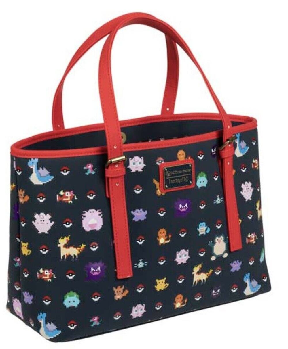 Loungefly Pokémon Tote Bag Poke Ball Large Shoulder Bag Purse NWT Pixelated Art